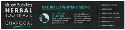 Brush Buddies Herbal Charcoal Toothpaste 3.5 oz - Fluoride Free Cool Mint