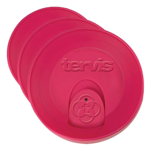 Tervis Travel Lid, Fits 24oz Tumblers & 16oz Mugs, Fuchsia, 3-Pack
