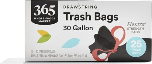 365 by Whole Foods Market Flextra Strength Trash Bags, 30 Gallon, 25 Count