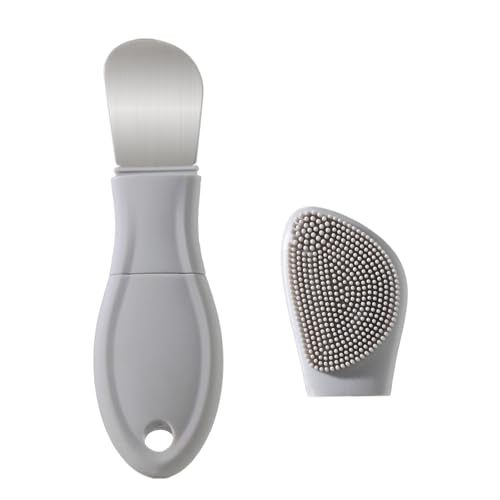 HIEERBUS 2-in-1 Blackhead Remover and Silicone Face Scrubber Tool Light Gray