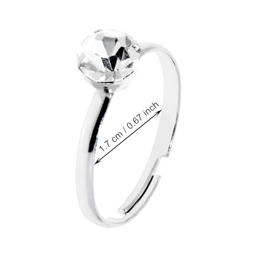 PENTA ANGEL Silver Bridal Shower Rings 30Pcs Fake Diamond Engagement Party Favors