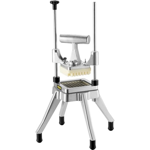Vevor Commercial Vegetable Fruit Chopper 3/8″ Blade Heavy Duty Professional Food Dicer Kattex French Fry Cutter Onion Slicer Stainless Steel for Tomato Peppers Potato Mushroom, Sliver : Home & Kitchen