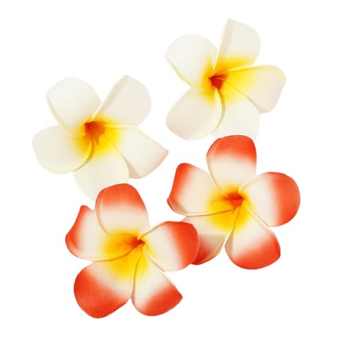 Hawaiian Plumeria Flower Hair Clips 7cm White and Red 4 Pcs