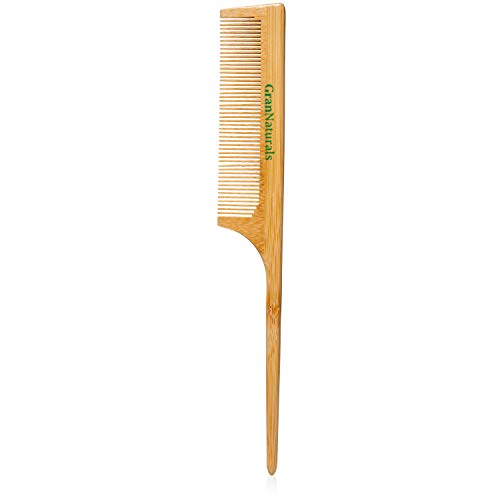 GranNaturals Wooden Rat Tail Comb - Peach Wood Hair Styling Tool for Teasing and Parting