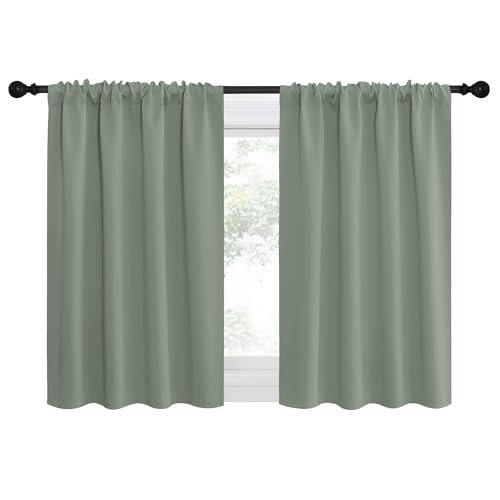 NICETOWN Blackout Curtains - Thermal Insulated Drapes, 34x30 Inch, Greyish Green (Pack of 2)