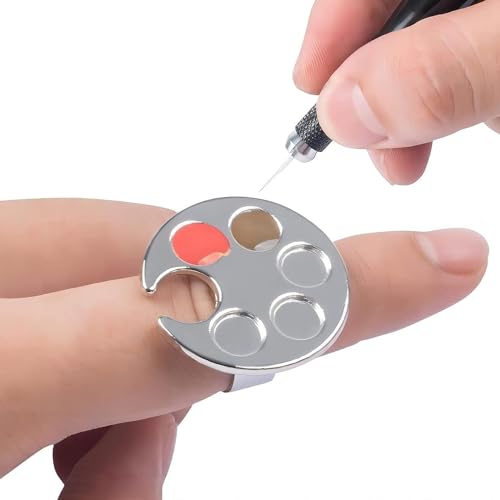 Silver Mini Metal Nail Art Ring Palette for Polish Mixing
