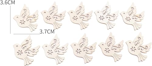 10Pcs Wooden Peace Dove Ornaments - Christmas Tree & Home Decor