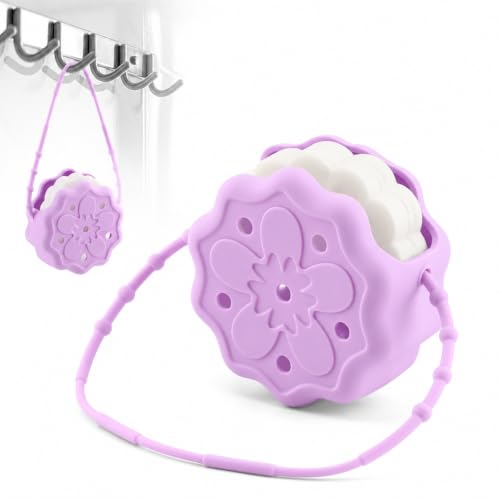 Silicone Shower Steamer Holder - Purple Flower Bath Bomb Tray with Hanging Rope