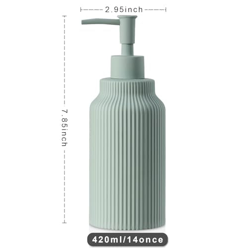 Green Ceramic Soap Dispenser - 14oz Soft Touch Lotion Pump