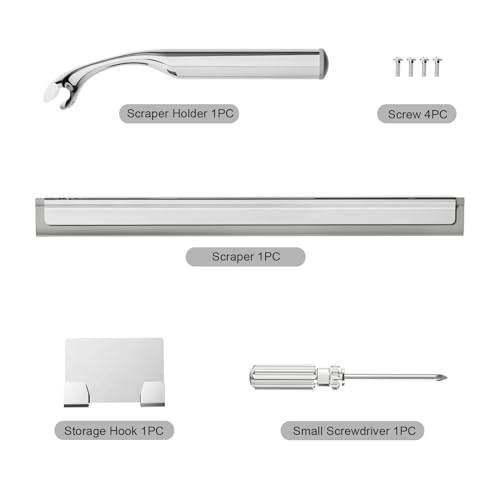 Stainless Steel Shower Squeegee with Adhesive Hook - 10"