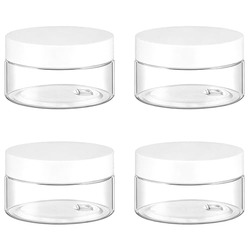 TUZAZO 4 Pack 1 Oz Small Plastic Jars with Lids Clear Cosmetic Containers