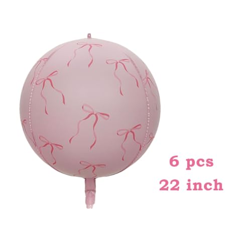 Pink 4D Foil Balloons for Birthday Wedding Graduation Christmas Party Decorations - 6 Pieces, 22 Inch
