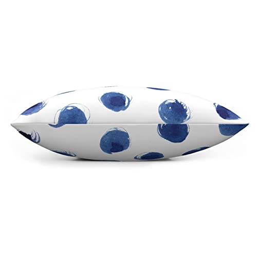 VARUN Dots Throw Pillow Cover 18x18inch - Blue Polka Dots Design