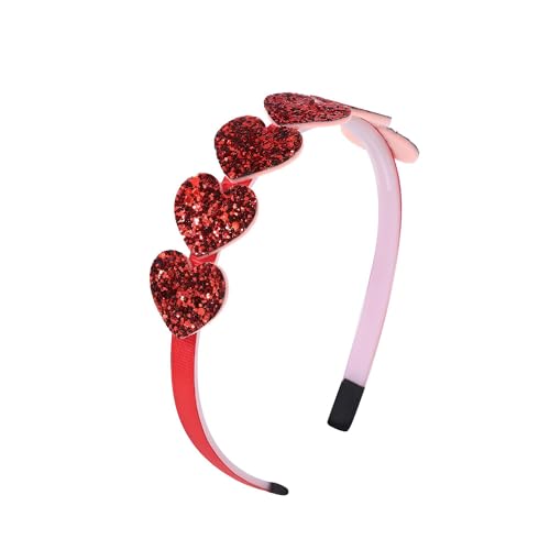 Finduat Red Glitter Heart Headband Valentine's Day Hair Accessory