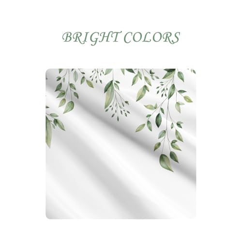 Yeele 60x72 Inch Green Leaves Shower Curtain - Waterproof Floral Design