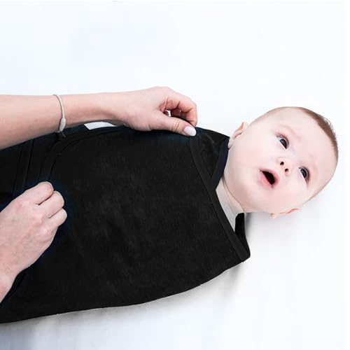 Benoxine Organic Cotton Baby Swaddle Sleep Sack - Newborn 0-3 Months, Black