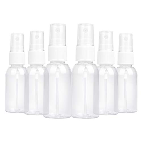 6 Pack Clear Plastic Fine Mist Spray Bottles 30ml Refillable Travel Size