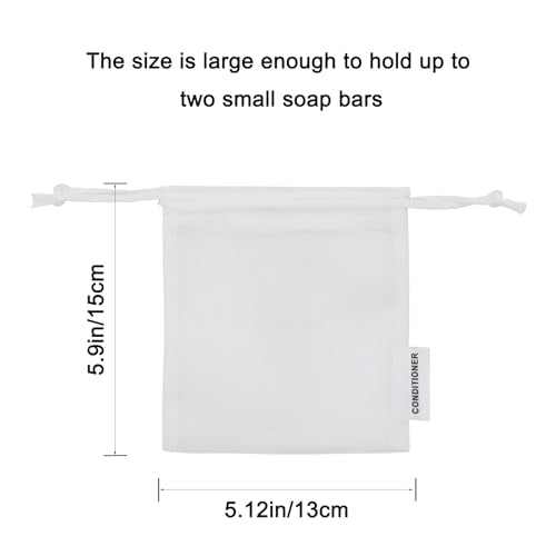 Wome 3-Pack Mesh Soap Saver Bags for Shampoo, Conditioner & Body Wash - White