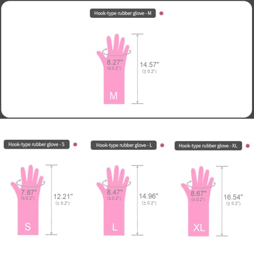 Myungjin Reusable Medium Rubber Gloves with Hang-Dry Hook - Non-Slip Cleaning