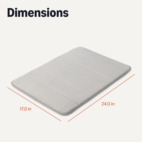 Amazon Basics 17x24 in Light Gray Absorbent Memory Foam Bath Mat, Non-Slip Backing, Quick-Dry