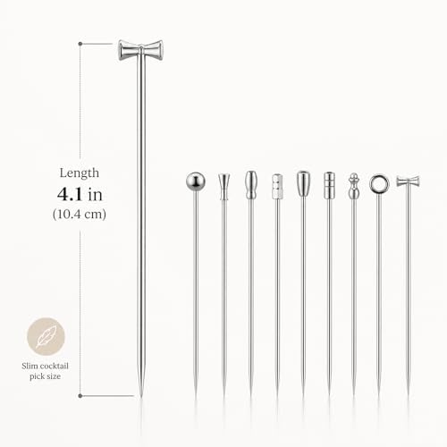 9-Piece Stainless Steel Reusable Cocktail Picks Set