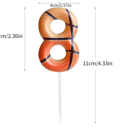 Basketball Birthday Candle - Number 8 Cake Topper for Kids