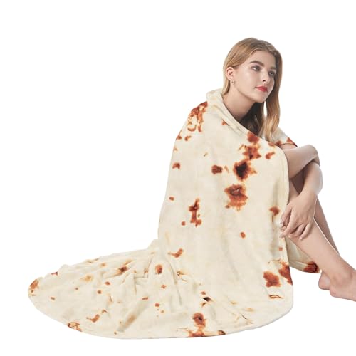 Admitrack 47in Beige Burrito Blanket - Soft Flannel Throw Gift