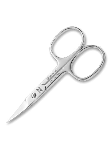 ZIZZLON Curved Micro Serrated Stainless Steel Nail and Eyebrow Scissors