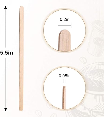 Natural Birch Coffee Stirrers 5.5" - 100 Eco-Friendly Stir Sticks