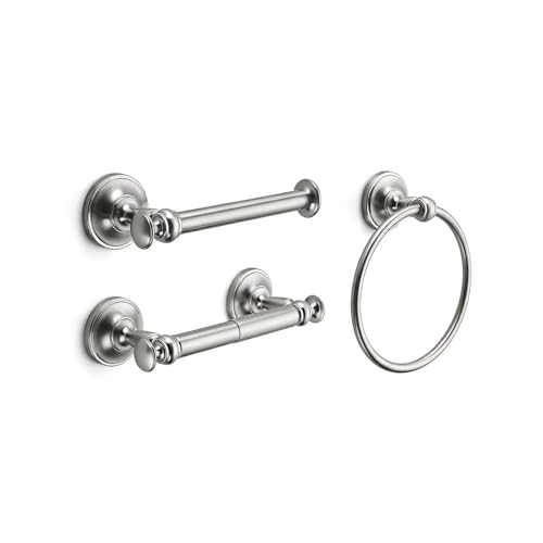 Brushed Nickel Bath Towel Ring, 6.5-Inch Modern Wall-Mounted Hand Towel Holder