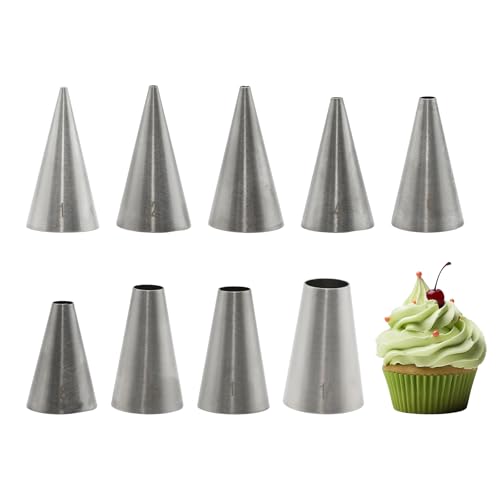 WINDAWNKE 9-Piece Large Stainless Steel Piping Tips Set for Cake Decorating