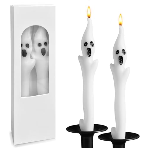 Spooky Ghost Candles - 2PCS Halloween Taper Candles for Decor