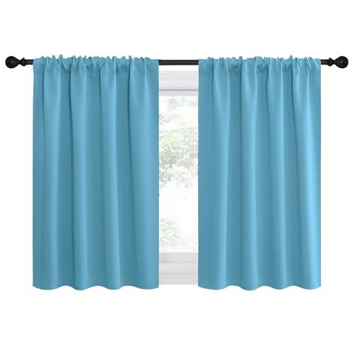 NICETOWN RV Blackout Curtains, Teal Blue 42" x 36" Rod Pocket Drapes (Set of 2)