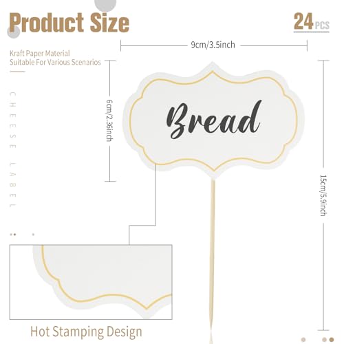 Funactu White Cheese Markers - 24 Food Labels for Charcuterie Boards & Party Decor