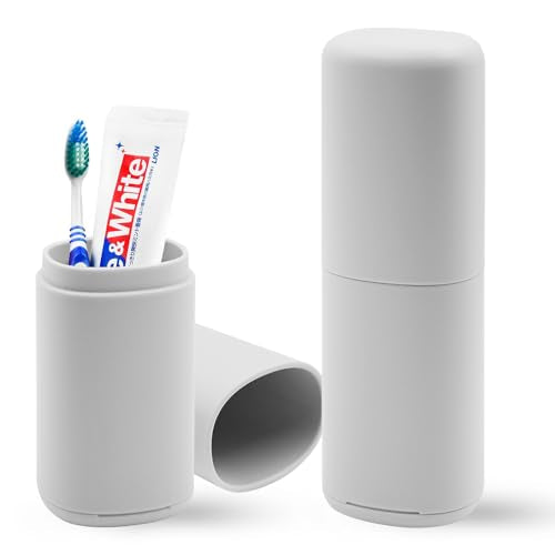 Baowindy Portable Toothbrush Travel Case and Toothpaste Holder - Gray