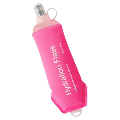 WILDREEDS 500ml Pink Collapsible Soft Water Bottle for Running & Hiking