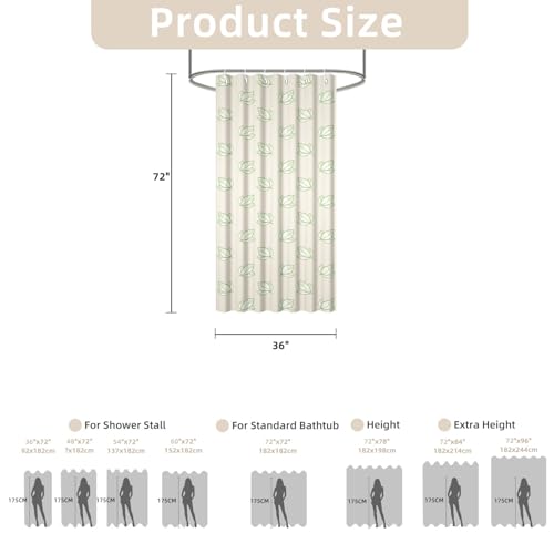 Yeele Minimalist Green Leaf Shower Curtain - Waterproof 36x72 Inch
