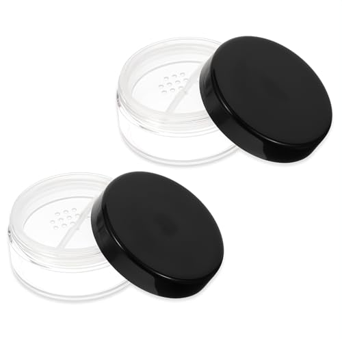 Larrel 2PCS Plastic Empty Travel Compact Case 10ml Loose Powder Jars