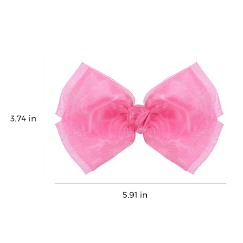Miroksh 6-Inch Hot Pink Organza Double Mesh Ribbon Hair Bow Clip