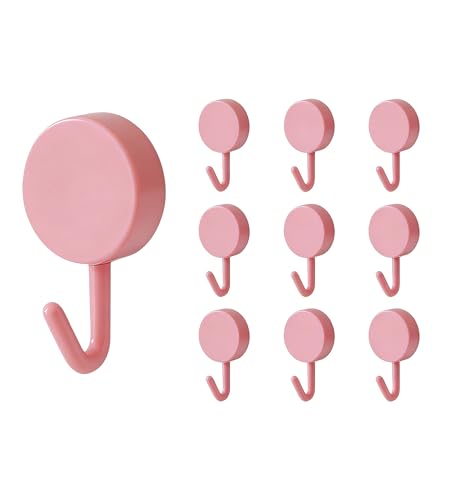 Set of 10 Heavy Duty Adhesive Wall Hooks - Pink for Home Use