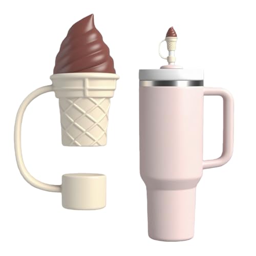 Ice Cream Straw Cover for Stanley Cup 10mm Silicone Straw Topper Brown