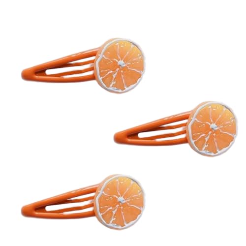 Cauaoa 3Pcs Orange Slice Snap Hair Clips Metal Barrettes for Women and Girls