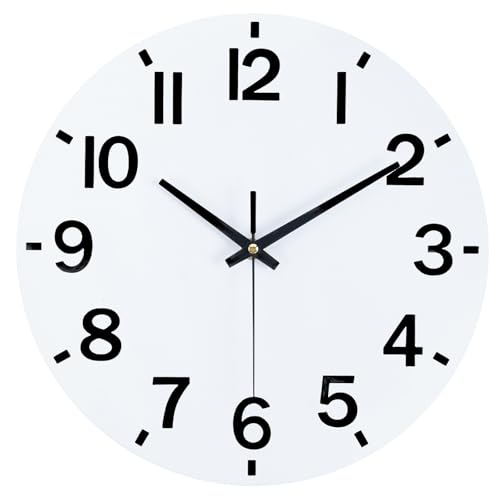 8-Inch Silent Wood Wall Clock - Modern Battery Operated Design