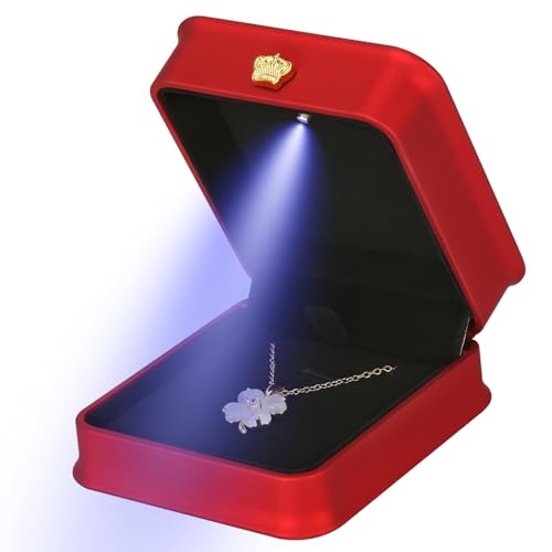 KUKUVR LED Necklace Pendant Gift Box with Velvet Interior