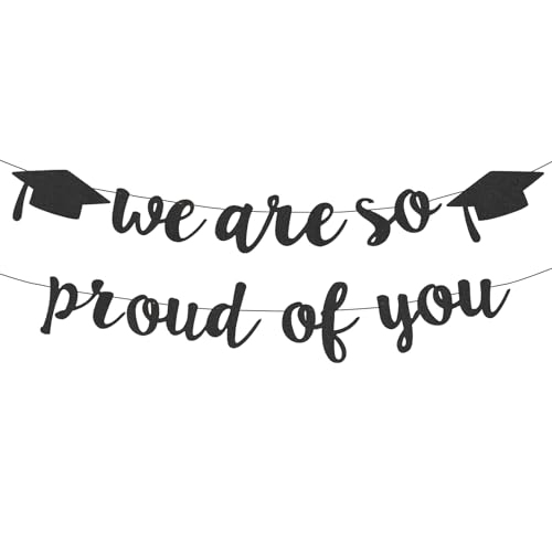 Class of 2026 Graduation Banner Black Glitter Pre-Strung Party Decor