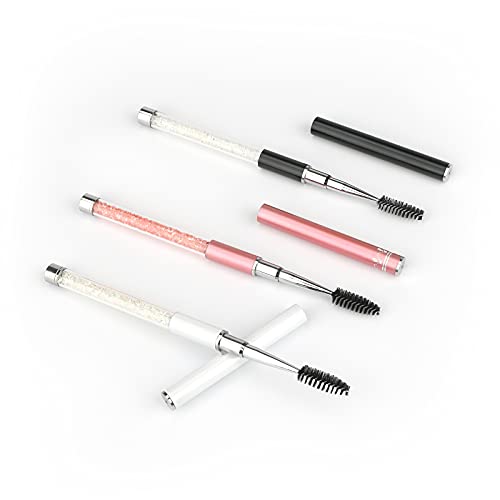 G2PLUS 3-Piece Portable Eyebrow and Eyelash Spoolie Brushes with Protective Cap
