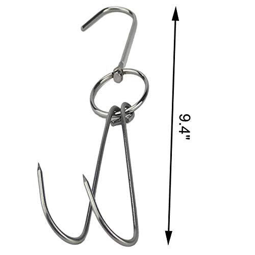 TIHOOD Stainless Steel Meat Hooks - 3 Pack BBQ Grill Hangers