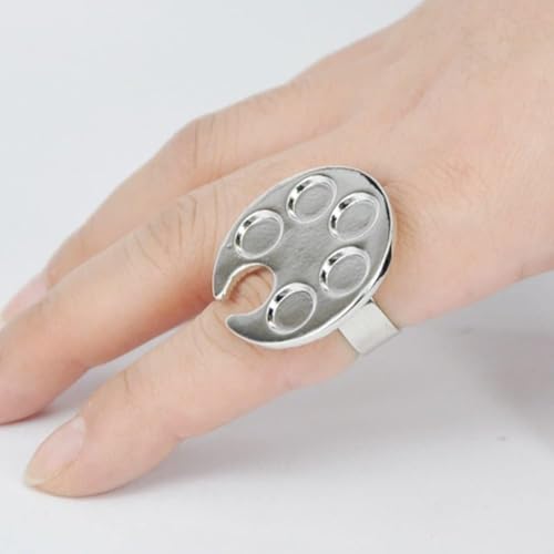 Zenarao Silver Mini Metal Nail Art Manicure Mixing Palette with Finger Ring
