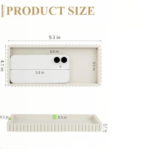 Silicone Bathroom Tray - Small Beige Vanity Organizer for Countertop