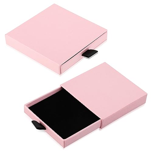 Yolev Pink Jewelry Gift Boxes - 2 Pack Cardboard for Necklaces, Earrings, Bracelets